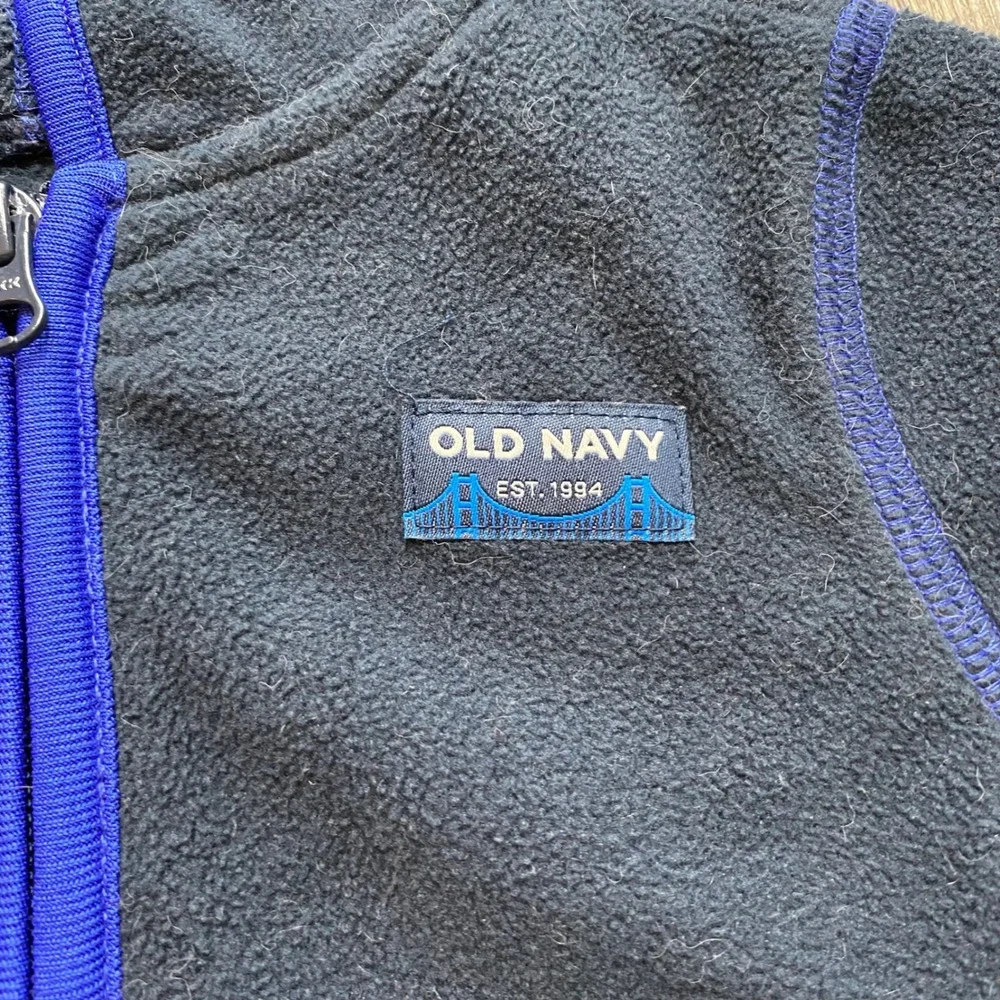 Old Navy Kids Navy‎ Blue Fleece Full Zip Hoodie 12-18 Months Blue Trim, Spring